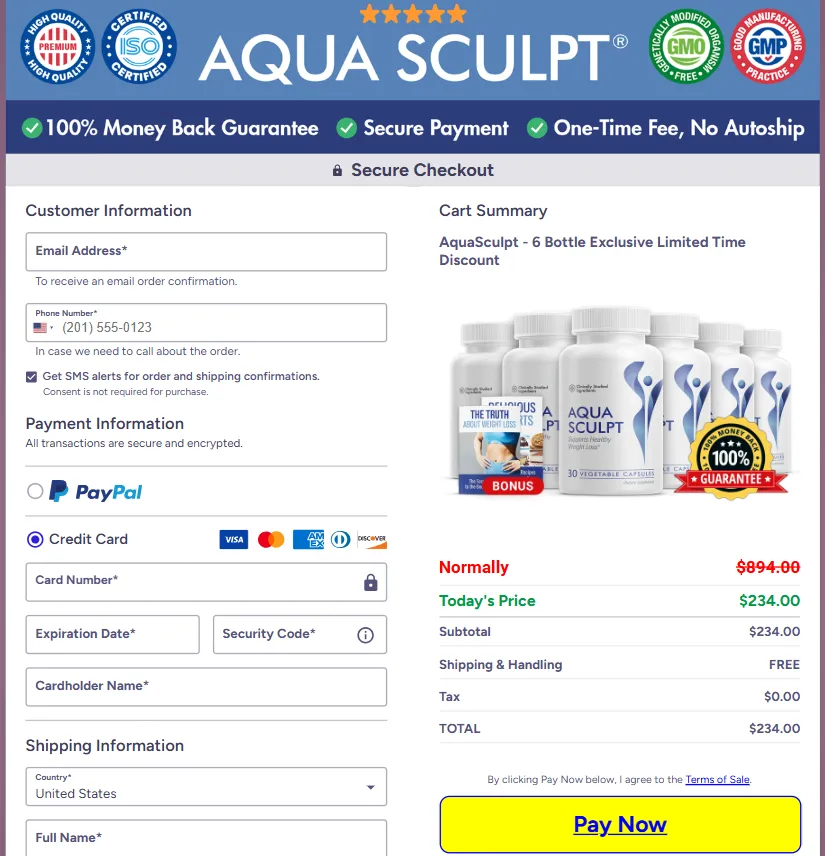 Aqua Sculpt Checkout Page